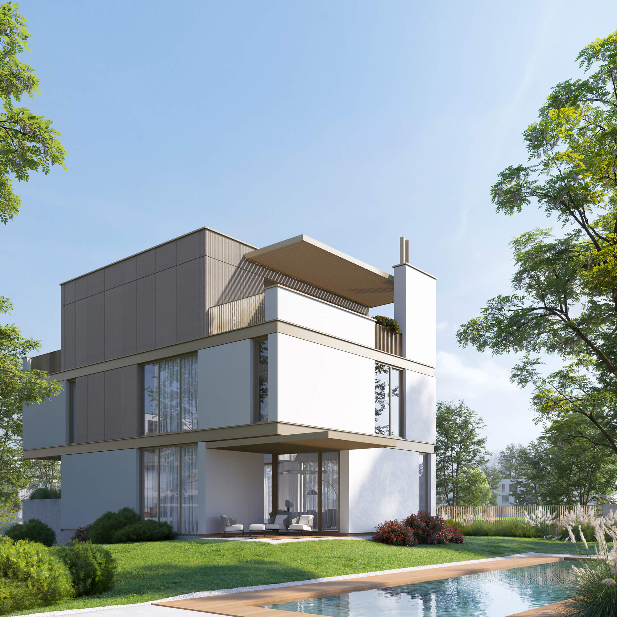 Vilă contemporană cu piscină în Green Lake
