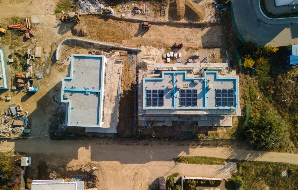 Vedere aeriană a lucrărilor de construcție Green Lake